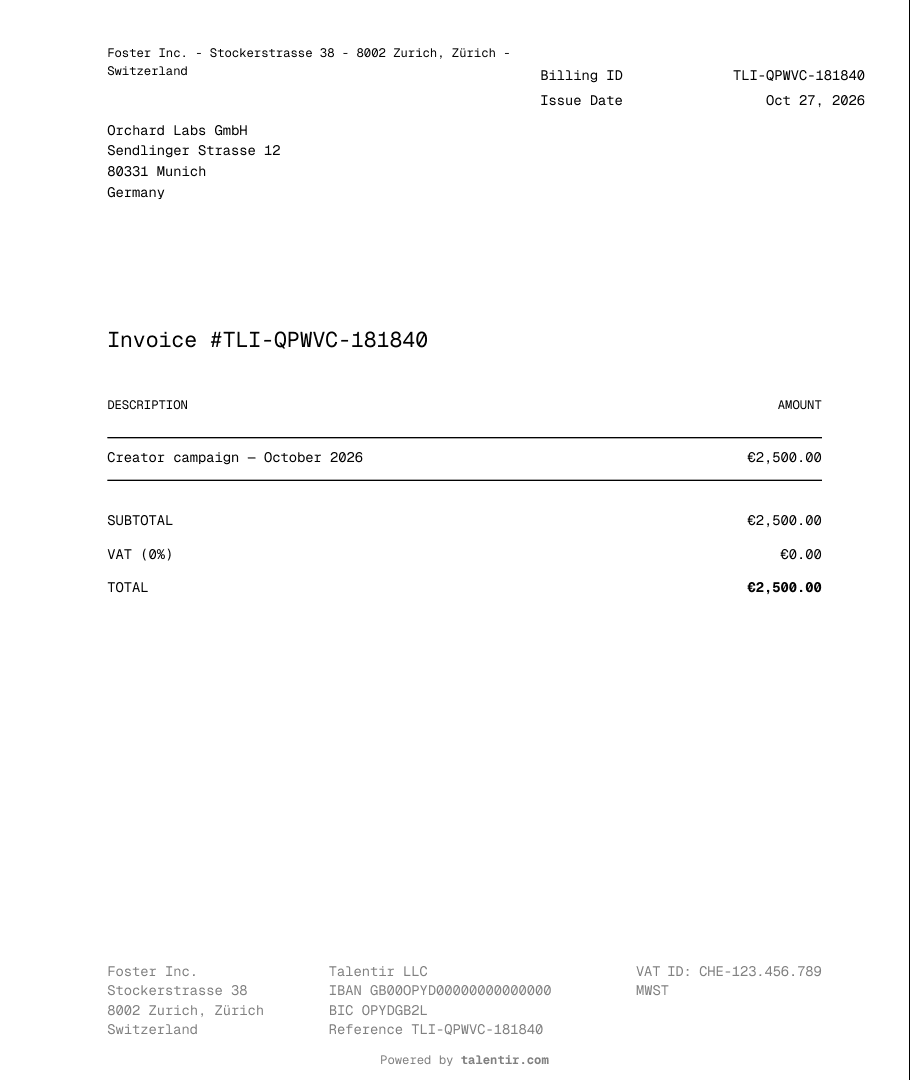 The invoice PDF of a payment request